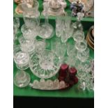 Various crystal glassware, cut-glass vase, cruet, etc.