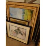 Framed pictures and prints.