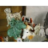 Pair of spaniels and 6 other dog figures including Sylvac.