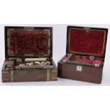 A 19th century brass bound rosewood travelling toilet case, by Fisher of The Strand, London,