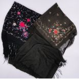 A Chinese silk embroidered shawl,