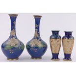 A pair of Chinese Cloisonné enamelled narrow necked vases,