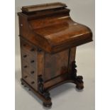 A Victorian burr walnut piano front Davenport,