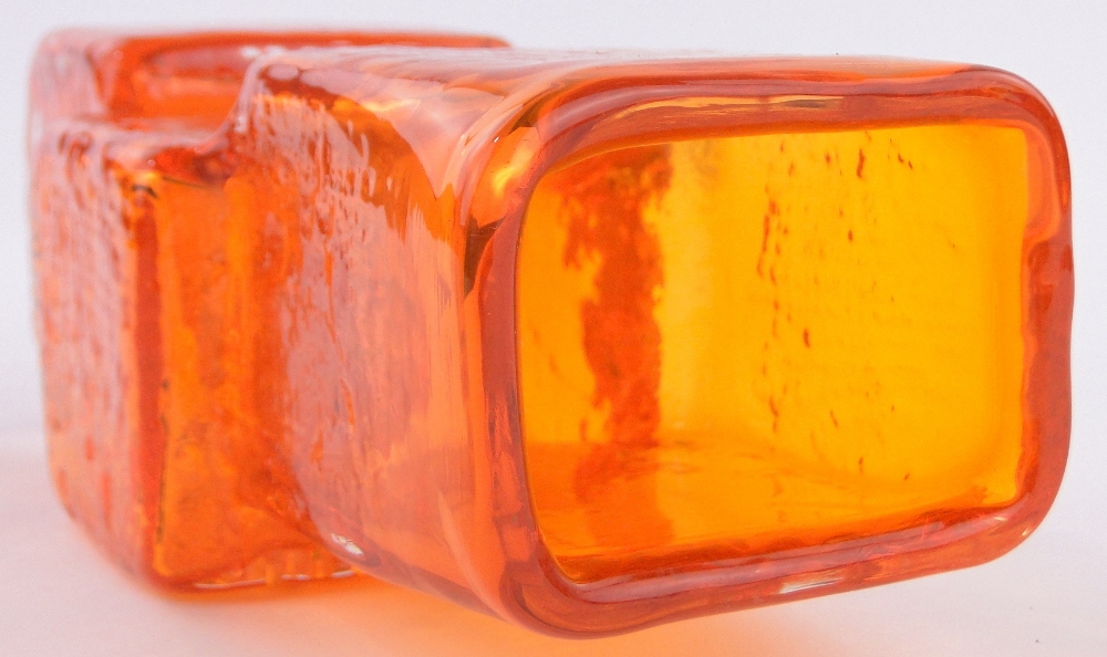 A Whitefriars glass drunken bricklayer vase, designed by Geoffrey Baxter, tangerine orange colour, - Image 3 of 3