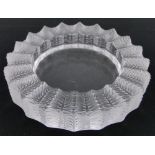 A Rene Lalique Jamaica pattern glass ashtray, relief moulded surround, diameter 14cm.