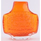 A Whitefriars glass TV vase, designed by Geoffrey Baxter, tangerine orange, pattern 9677,