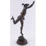 A 19th century patinated bronze sculpture of Mercury,