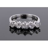 An 18ct gold 5 stone diamond old-cut ring, total diamond content approx. 0.