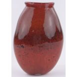 Steven Jackson (American) Studio glass vase, in black and red, signed, height 28cm,