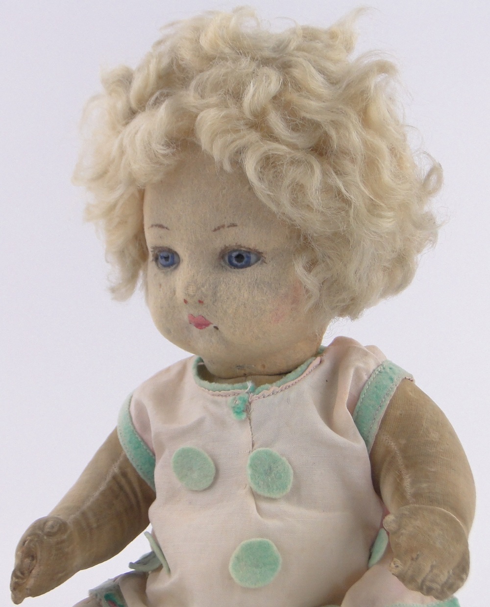 A pressed felt doll circa 1930, probably Norah Wellings for Chad Valley, - Image 3 of 3