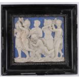 19th century Italian classical design relief ceramic plaque, depicting a procession of Putti,