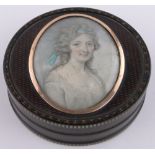 An 18th century circular tortoiseshell box,