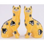 A pair of Griselda Hill Wemyss pottery Galle style ceramic cats, height 17cm.