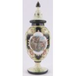 A Victorian coloured glass jar and cover,