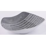 An Upsala Ekeby Swedish grey Studio pottery bowl, incised spider web design by Mari Simmulson,