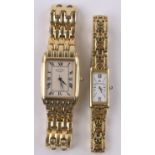 A gent's gold plated Rotary quartz wristwatch, and a lady's Maurice Lacroix wristwatch,