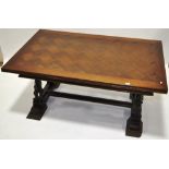 A continental oak drawer leaf dining table circa 1900,