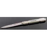 A Victorian silver and carved mother of pearl pocket knife, hallmarks Sheffield 1876,