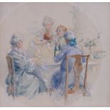 George Goodwin Kilburne (1839-1924), watercolour, Christmas pudding, signed with monogram, 5" x 5",