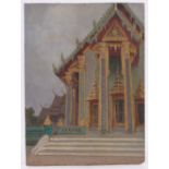 Carel Lodewijk Dake, (Dutch 1886-1946), oil on board, Oriental temple, signed, 20" x 15", framed.
