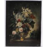 19th century oil on canvas, Dutch style still life flower study, unsigned, 36" x 27", unframed.