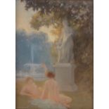 Albert-Auguste Fourie (born 1854), oil on canvas, nude bathers, signed, 8.5" x 6.5", framed.