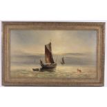 Gustave De Breanski (circa 1856-1898), oil on canvas, fishing fleet off the coast, signed,