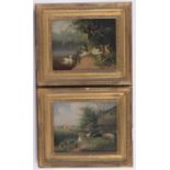 Richard Norton, pair of oils on wood panels, animals in the farmyard, signed, 8" x 10", framed.