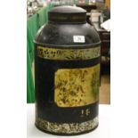 A Victorian grocer's shop Toleware tea caddy.