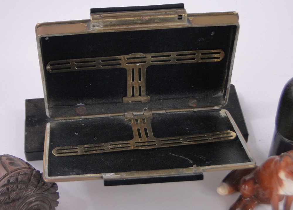 A group of various items, including an Art Deco brass desk top cigarette case, a Beswick fox, - Image 2 of 3