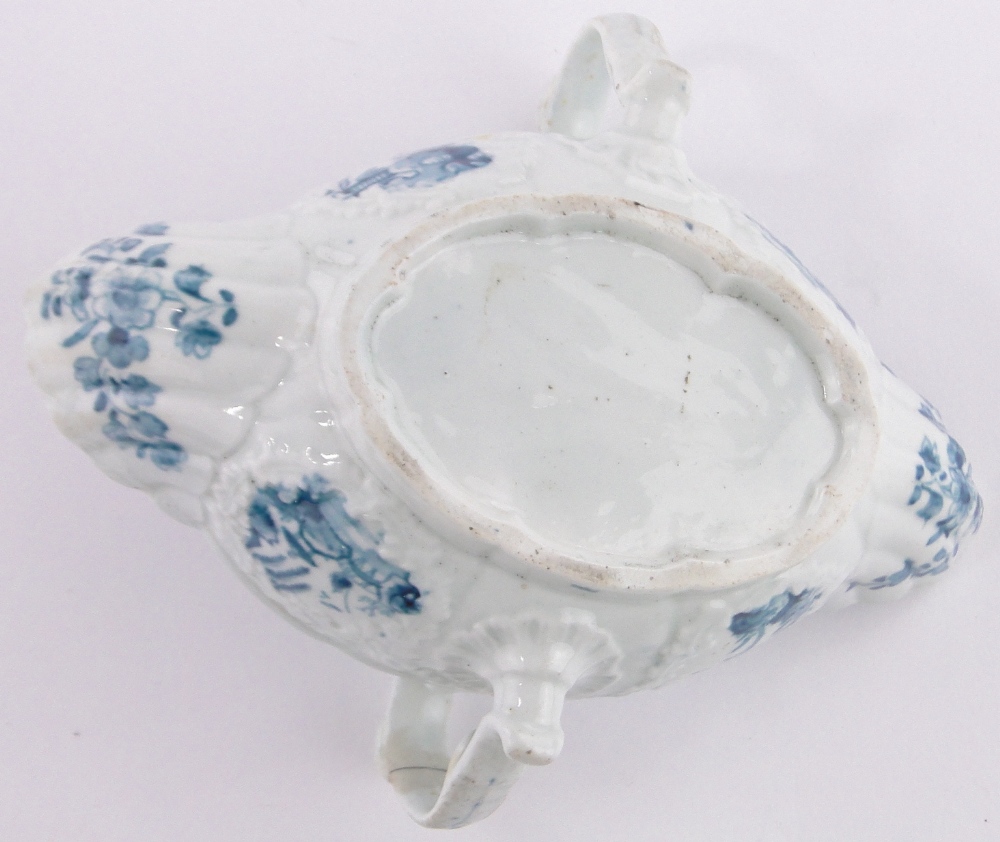 An early English Worcester porcelain 2-handled double lipped sauceboat, - Image 3 of 3