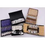 Various cased sets of teaspoons and souvenir spoons, (5 cases).