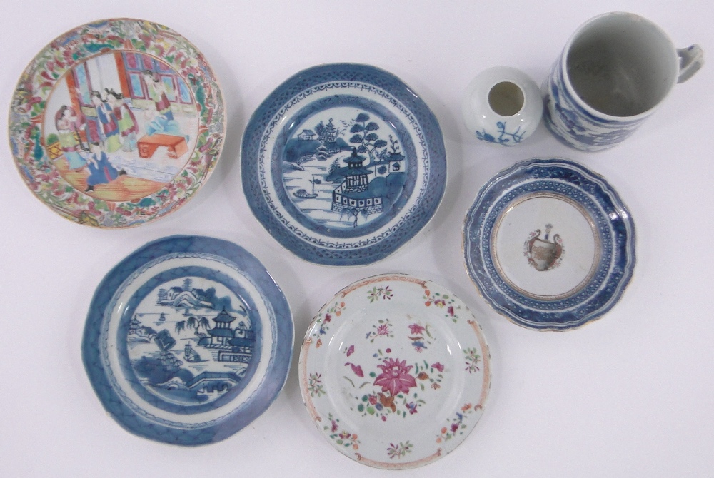 Group of Chinese porcelain, including a blue and white painted mug, height 11cm, (7). - Image 2 of 3
