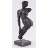 Ronald Cameron, cold cast resin bronze sculpture, female nude, overall height 48cm.