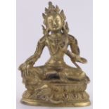 A Chinese gilt bronze seated deity, height 16cm.