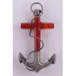 A Victorian silver and agate anchor design brooch, height 85mm.