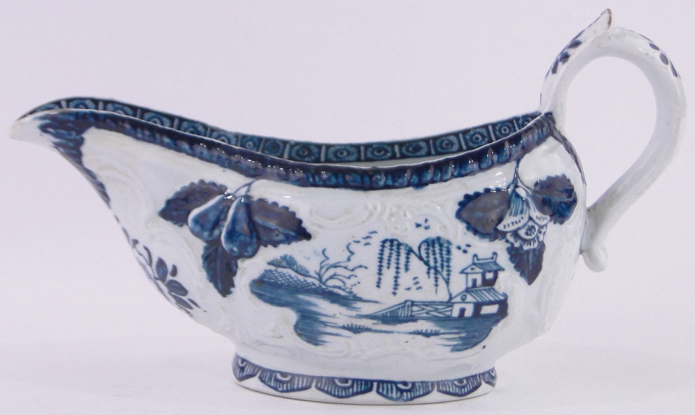 An early English Derby porcelain sauceboat,