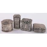 4 18th and 19th century Dutch silver marriage boxes, (4).