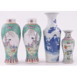 Pair of Chinese porcelain vases with enamel decoration,