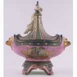 An ornate 19th century porcelain comport and cover, late 19th/early 20th century,