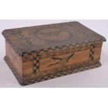An early 20th century boxwood desk top cigarette box,