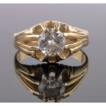 An 18ct gold 1.05ct solitaire diamond signet ring, size U, 8.3g.