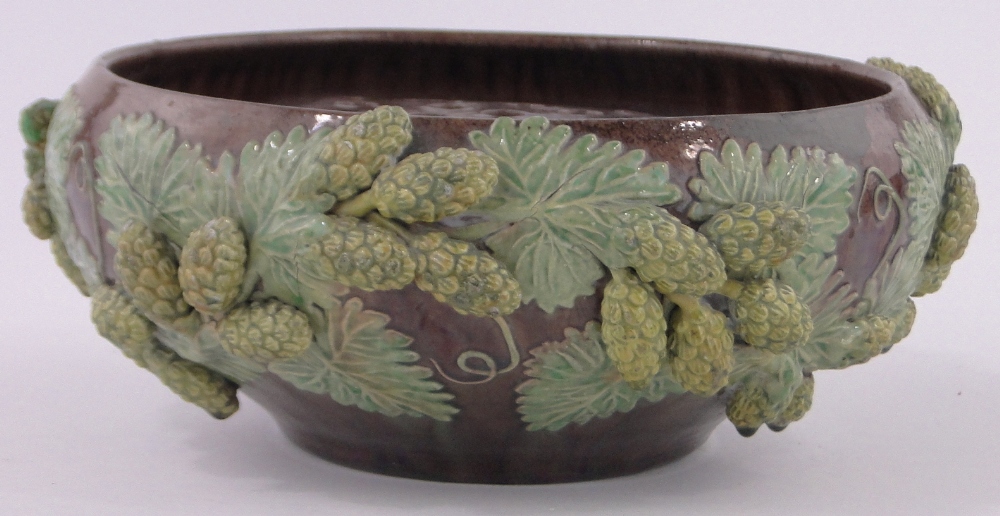 A Rye Pottery Hop Ware fruit bowl, diameter 24cm, rim restored.