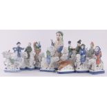 A set of 12 Rye Pottery Chaucer's Canterbury Tales figures, largest height 31cm, (12).