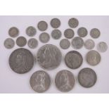 A group of English silver coins.