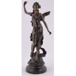 A reproduction bronze classical female figure, unsigned, height 44cm.