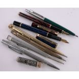 2 Silver propelling pencils, Waterman's fountain pen and 4 others.