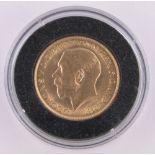 A 1914 gold sovereign.