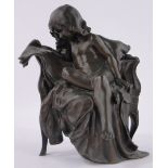 Gertrude Bricard (1881-1963), Bronze sculpture, child in an armchair reading a paper, signed,