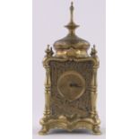 An ornate 19th century continental cast brass cased lantern clock, French made 8-day movement,